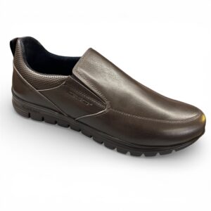 Manoletina de piel marrón para caballero con piso pluma modelo B-1676