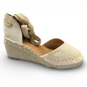 Valenciana con cuña de yute en color beige y cintas modelo MT 118