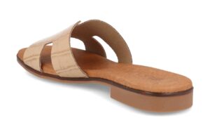 Sandalia pala de piel para mujer modelo 13053 con grabado coco y suela plana