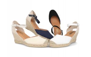 Sandalia de piel para mujer modelo 5011 con cuña de esparto y estilo artesanal