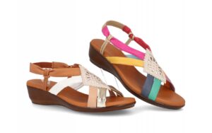 Sandalia de piel para mujer modelo 1319 tipo pala con tiras cruzadas y planta de gel