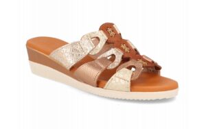 Sandalia de piel para mujer modelo 135 en Marrón/Beige tipo pala con diseño animal print