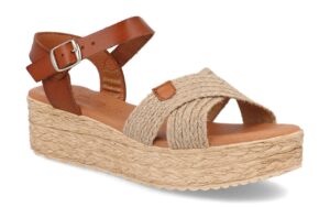 Sandalia de plataforma con tiras de rafia para mujer modelo 226