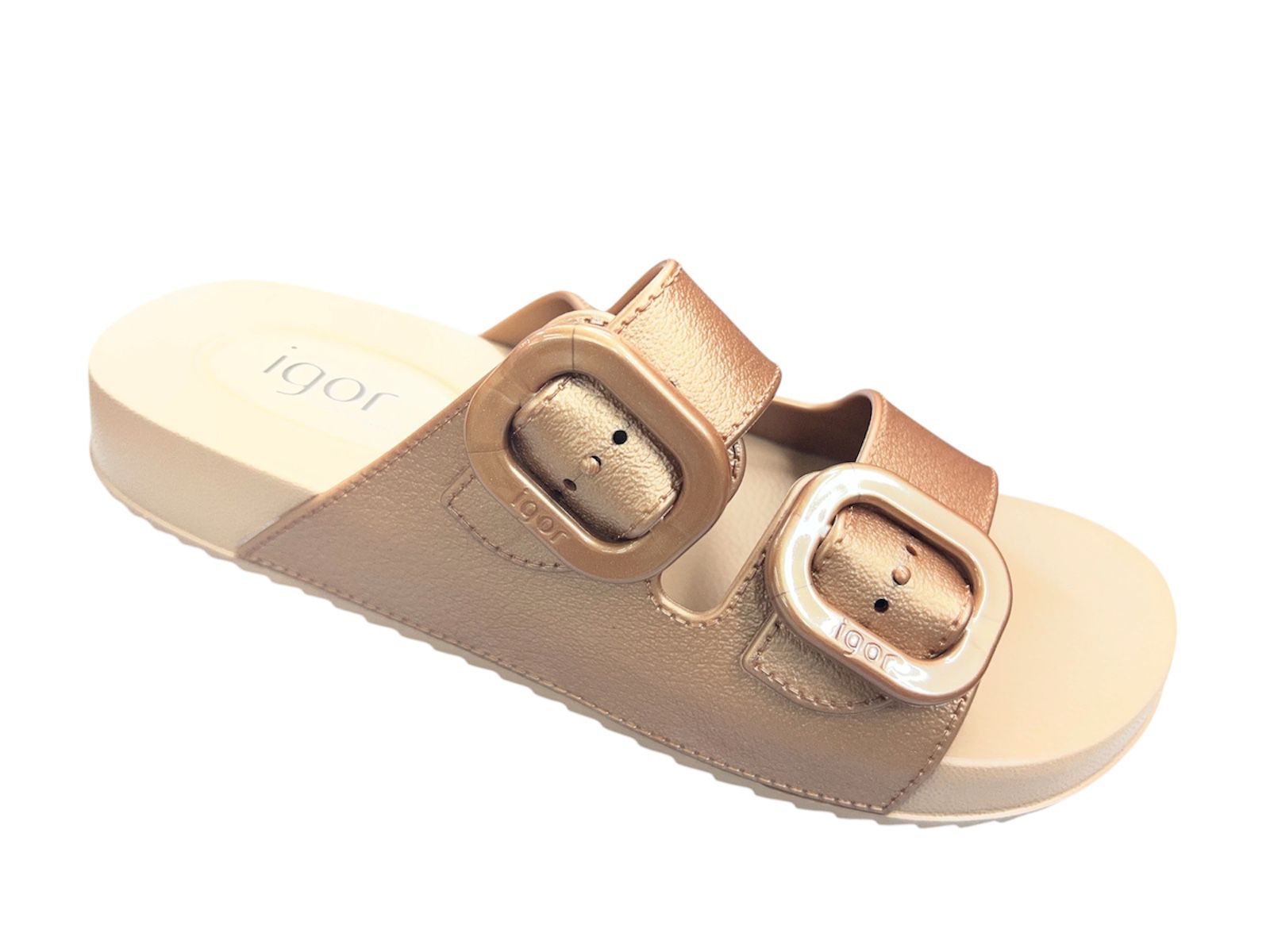 sandalia mujer modelo s-10345 igor bronce metalizada