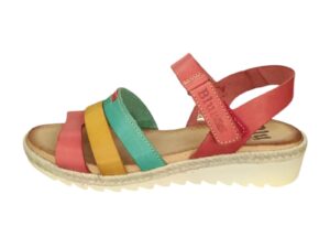 Sandalias de tiras multicolor con velcro – Modelo Confort 2898 (Rojo)