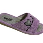 Zapatillas de casa abiertas con corazón para mujer - Modelo Love V6016 (Lila/Gris)