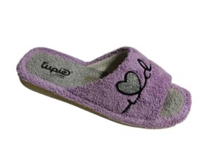 Zapatillas de casa abiertas con corazón para mujer – Modelo Love V6016 (Lila/Gris)
