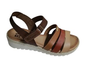 Sandalias de piel con suela de yute para mujer – Modelo Mediterráneo 2898 (Cuero Multi)